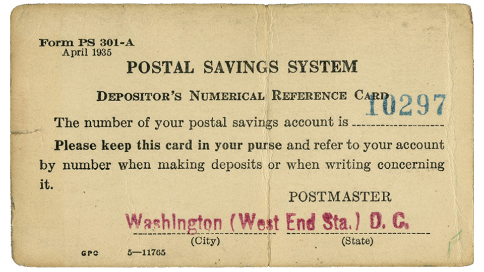 Postal Savings Bank Act, postal banking, public banking, U.S. Postal Savings System, Campaign for Postal Banking