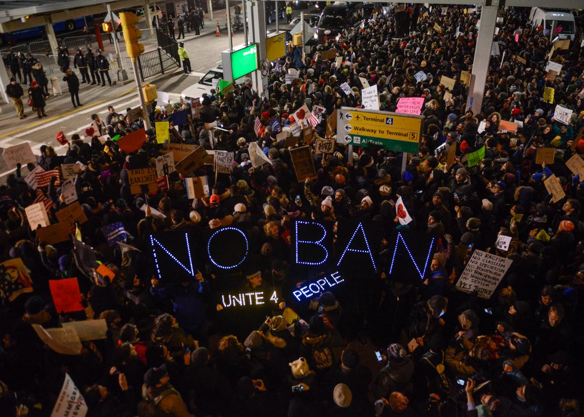 protests at JFK airport