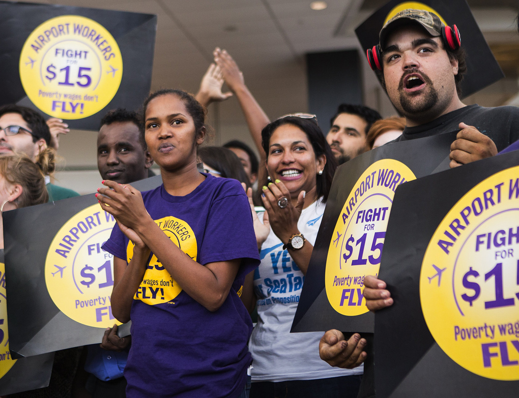 Sea-Tac, Fight for $15, labor organizing, union organizing, labor power, labor action, strikes, walk-outs, minimum wage movement