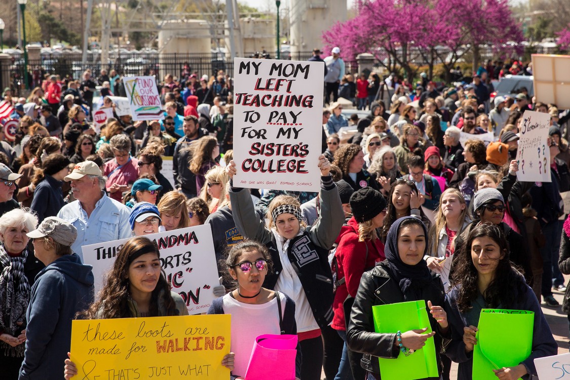 Oklahoma teachers strike, school privatization, teacher pay, teacher conditions, under-funded schools