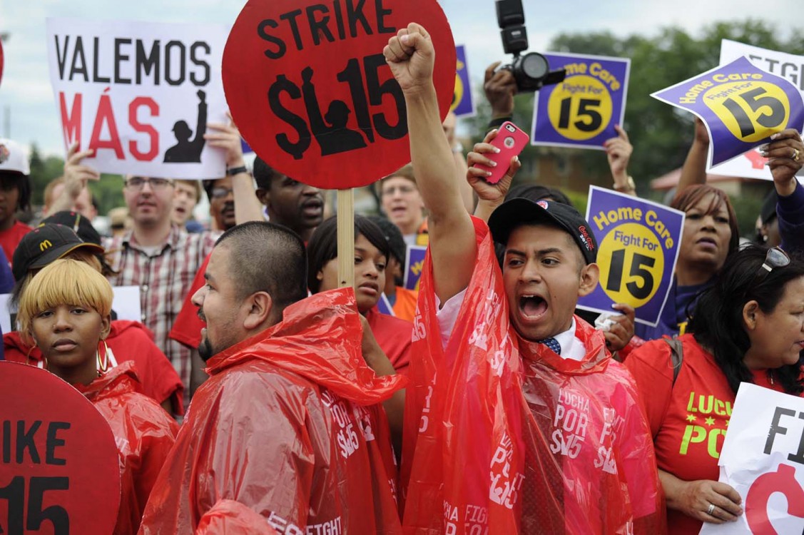 Fight for $15, Trump resistance, labor movement, organized labor, coalition marches, fast food worker strikes