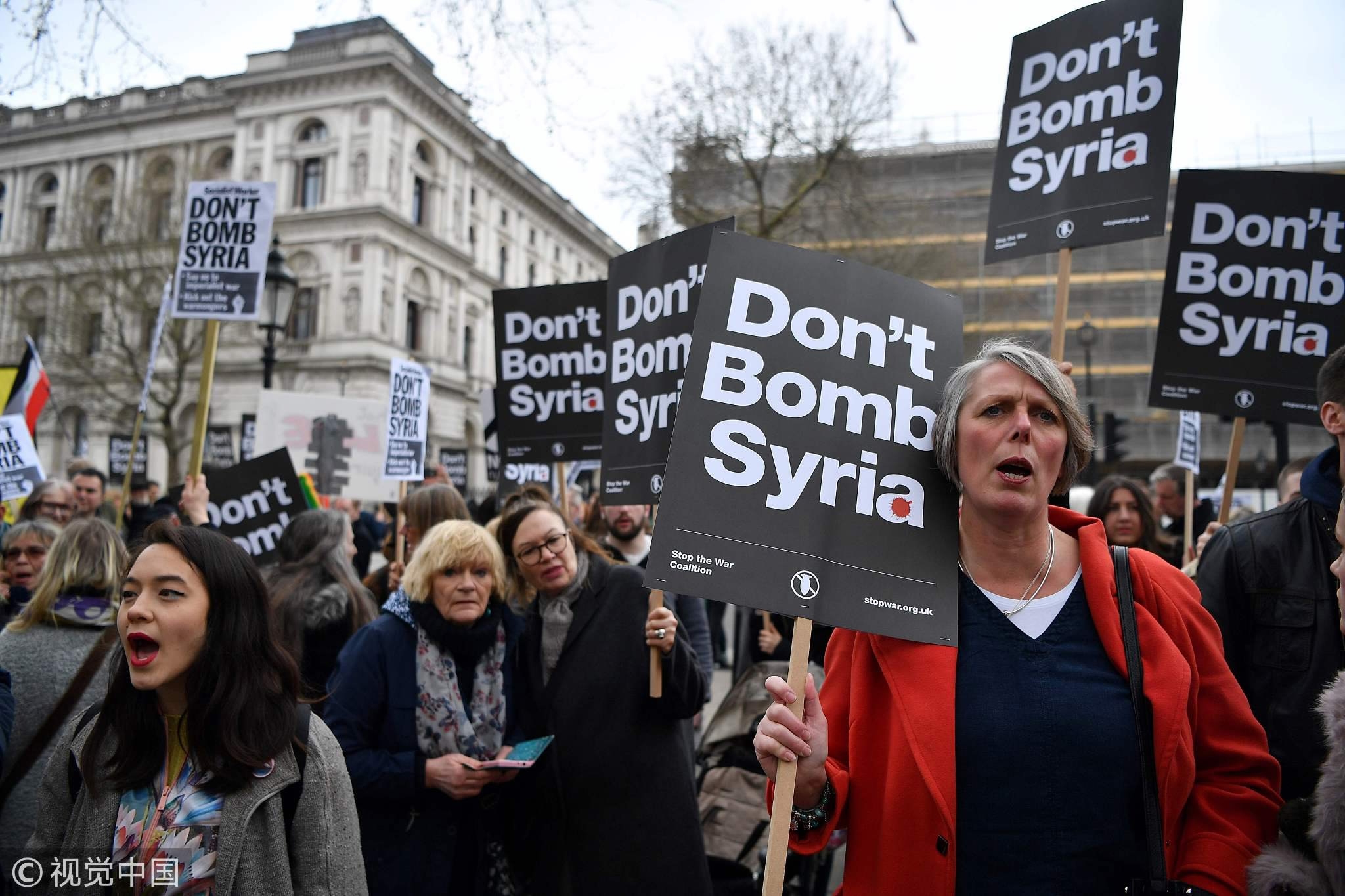 UK Protests, Theresa May, British military strike, Syria war, Syrian chemical weapons, War Powers Act