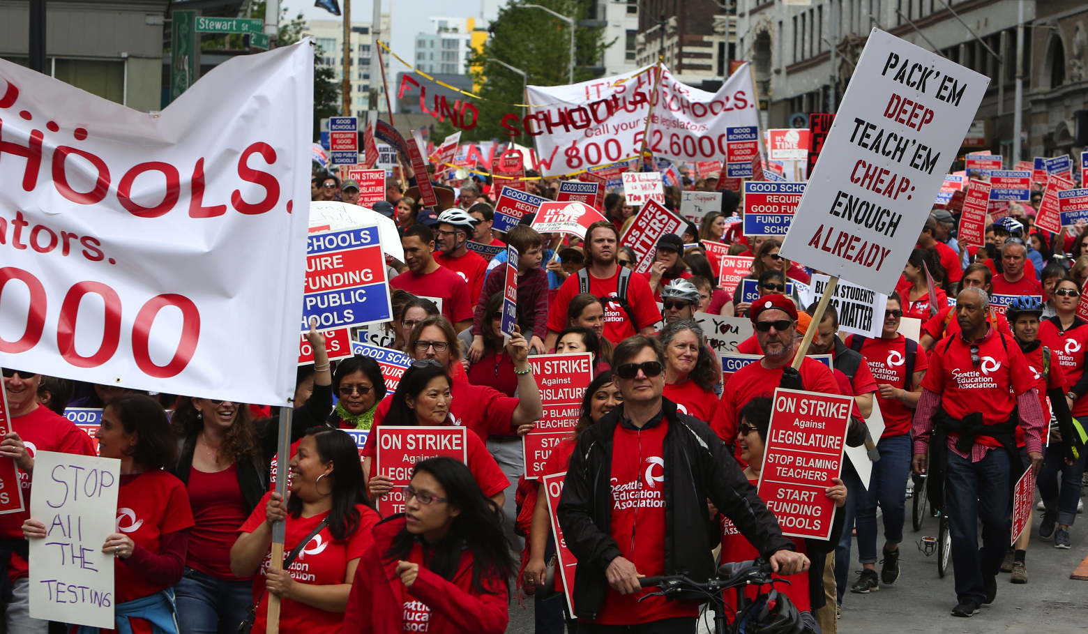 teacher strikes, treacher pay, union busting, right to work, Janus decision, teacher demands, union support