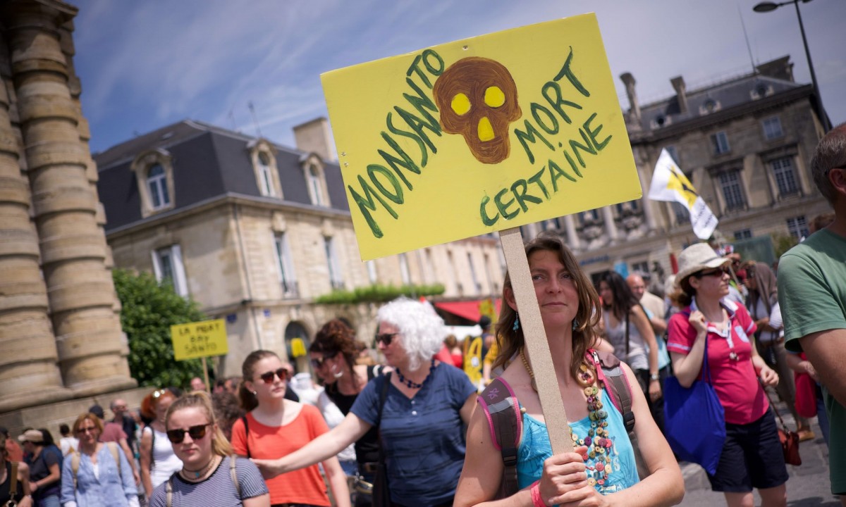 A march against the powerful agrochemical company Monsanto in Bordeaux, France, on 19 May. Photograph: Mehdi Fedouach/AFP/Getty Images
