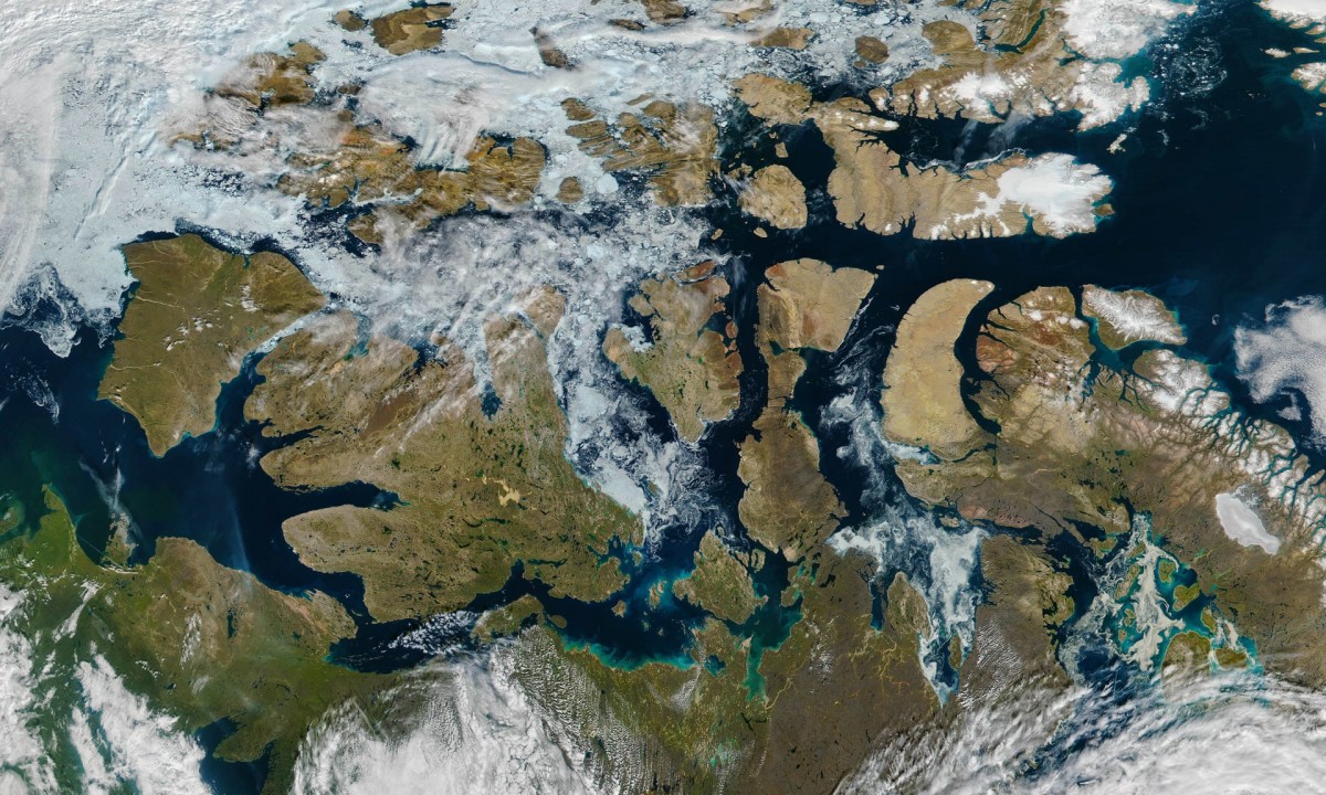A nearly ice-free Northwest Passage in the Arctic in August 2016. Photograph: VIIRS/Suomi NPP/Nasa