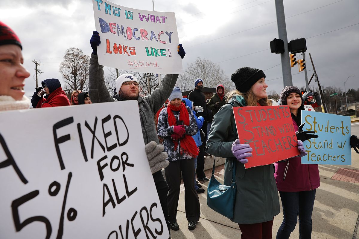 labor movement, labor strikes, teacher strikes, higher wages, Citizens United, mobilized workforce, Voting Rights Act, striking federal employees, teacher pay, neoliberal economics, austerity politics, social service cuts