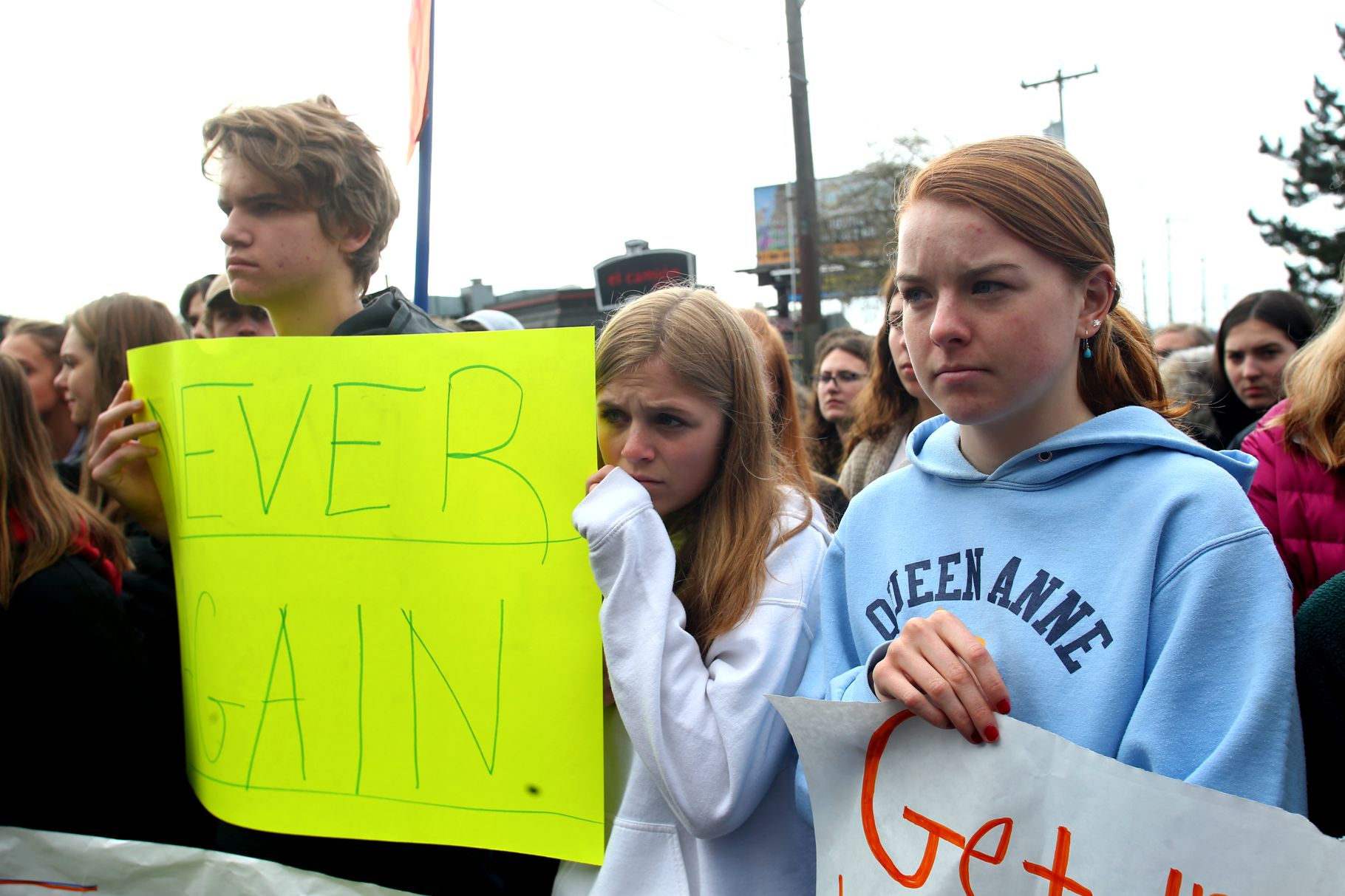 Students at Ballard High School participate in a walkout to address school safety and gun violence on March 14, 2018 in Seattle, Washington.  Karen Ducey/Getty Images