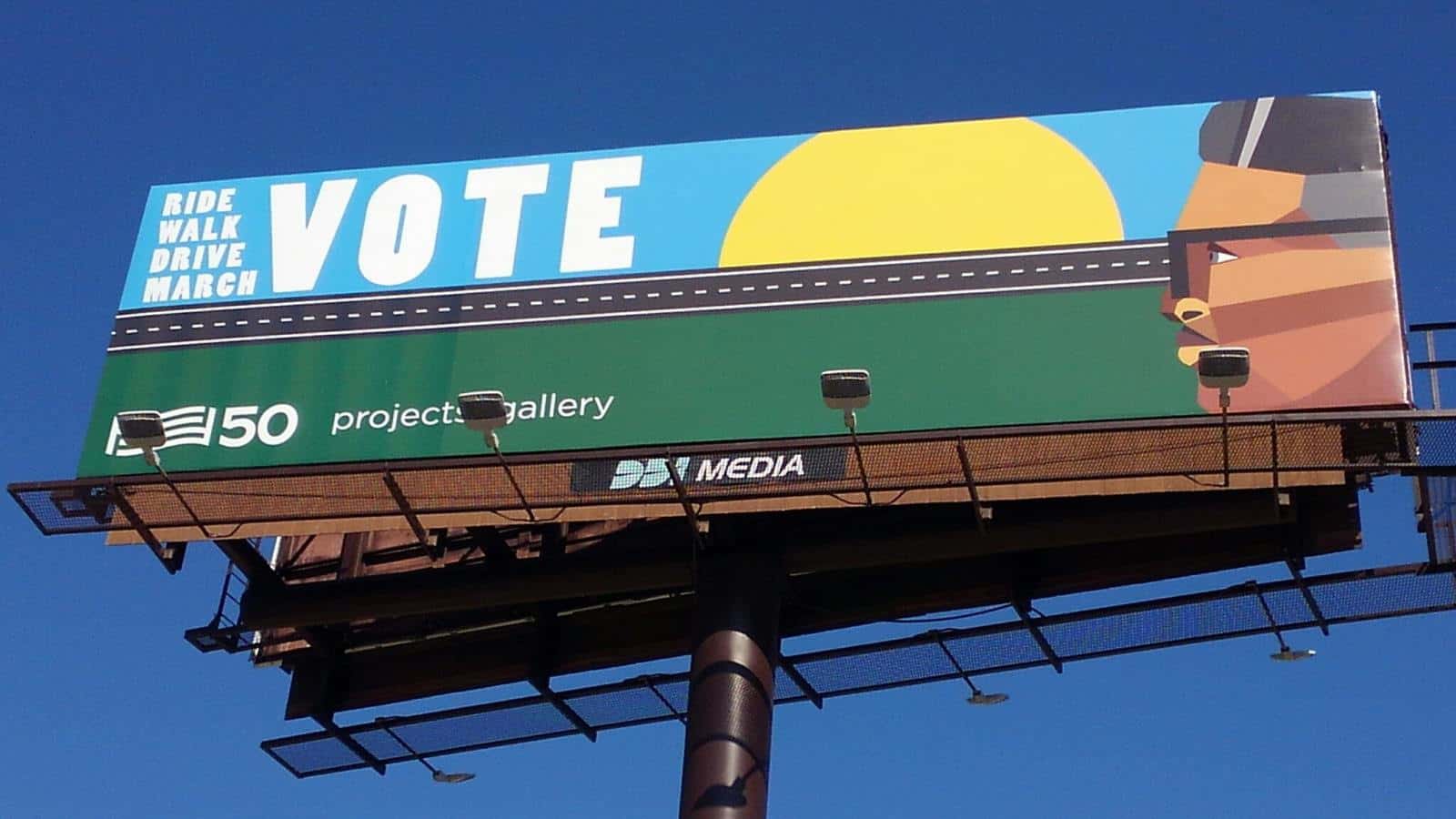 For Freedoms, 50 State Initiative, billboard art, political art, 2018 elections, Donald Trump