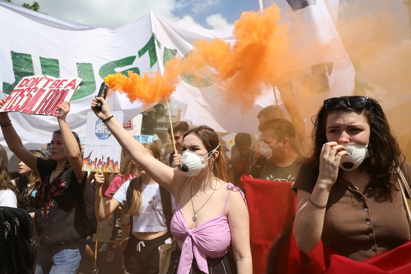 Students take part in a strike for the climate crisis in Westminster, London on May 24, 2019. Aaron Chown—PA Images/Getty Images