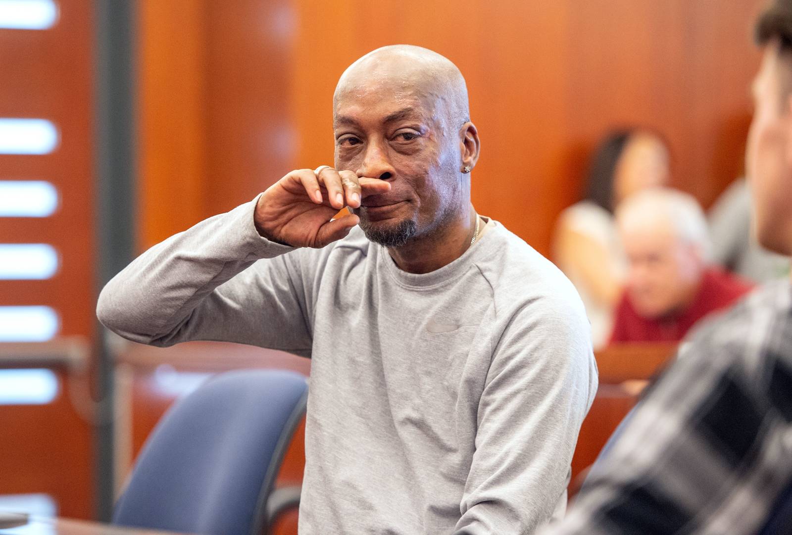 Dewayne Johnson reacts after the verdict was read in the case against Monsanto at the Superior Court Of California in San Francisco, California on August 10, 2018. Josh Edelson—AFP/Getty Images