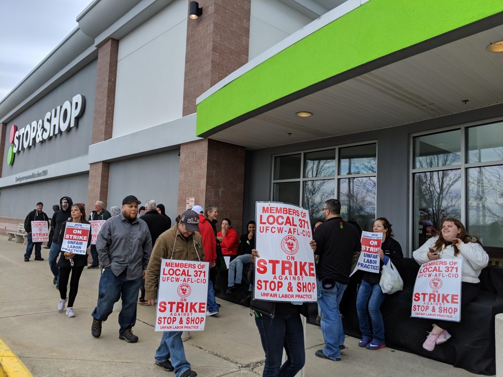 Stop and Shop strike, benefit and wage cuts, private sector strikes, teacher strikes, public sector employees, collective bargaining, labor movement, United Auto Workers, Webtec strike