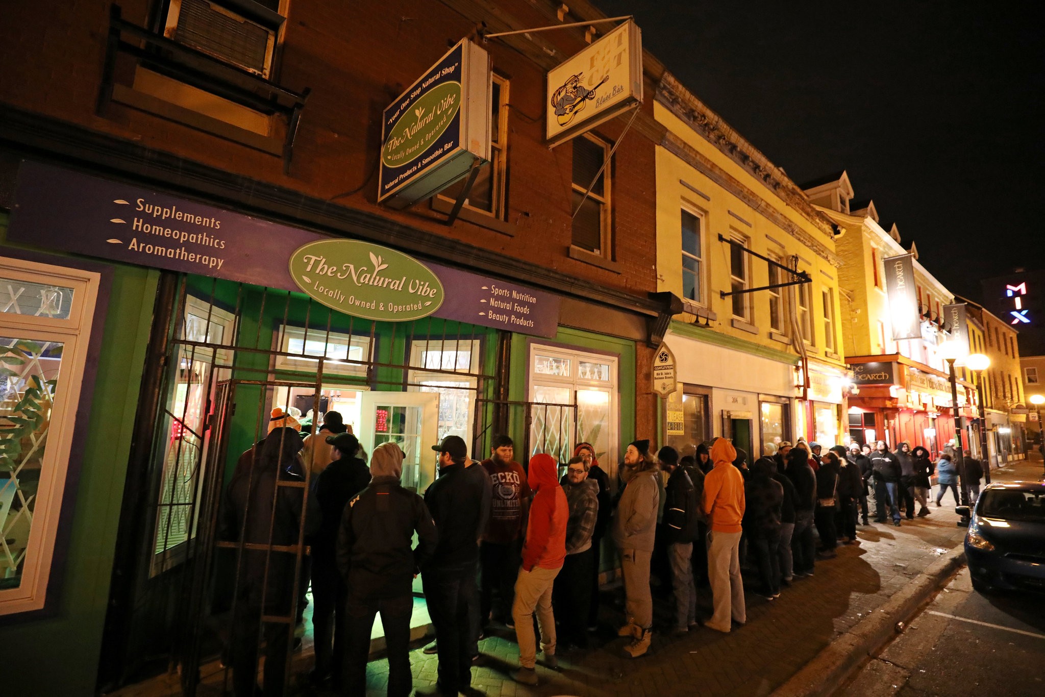 Customers waited outside a store after recreational marijuana went on sale legally in St John’s, Newfoundland and Labrador. Credit: Chris Wattie/Reuters