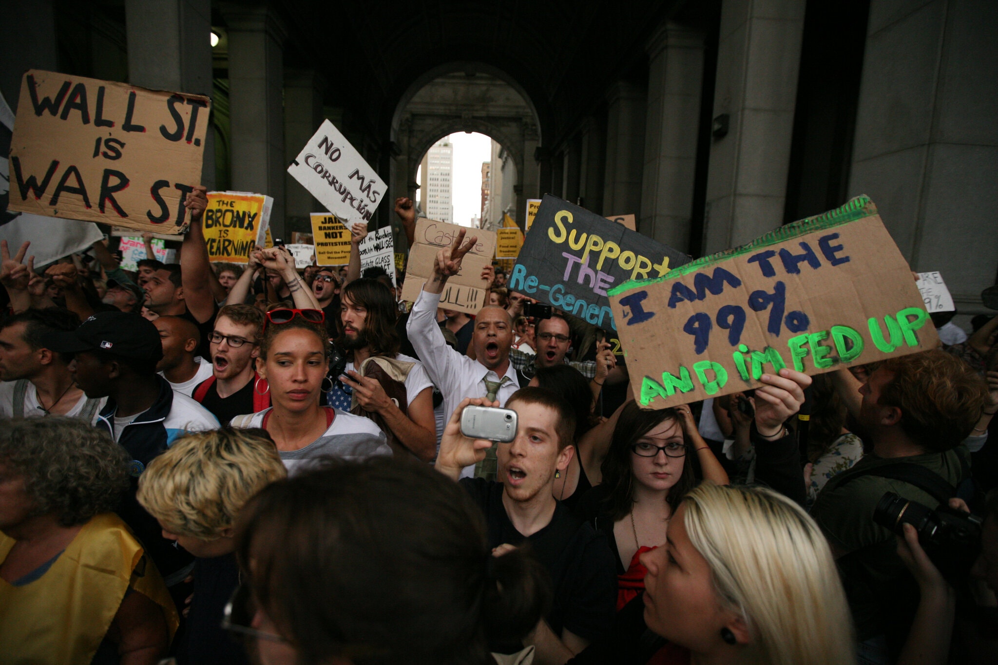 Mr. Graeber played a leading early role in the Occupy Wall Street demonstrations in Lower Manhattan in 2011.Credit...Ozier Muhammad/The New York Times