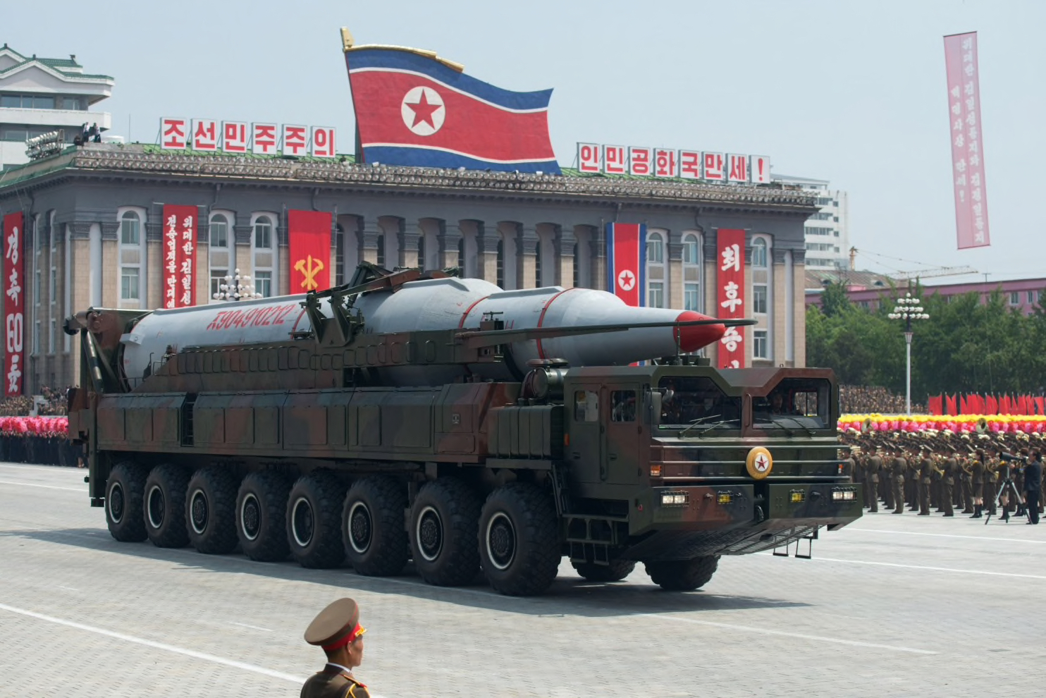 A North Korean Taepodong-class missile is displayed during a military parade marking the 60th anniversary of the Korean War armistice in Pyongyang on July 27, 2013. (Ed Jones/AFP/Getty Images)