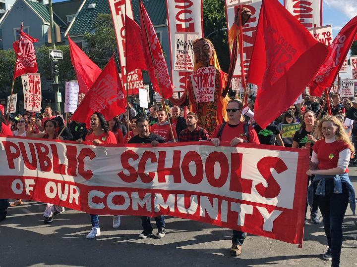 Oakland teachers strike, national teacher strikes, teacher pay, teaching conditions, privatized education, public schools, charter schools, Oakland Education Association, teacher strikes