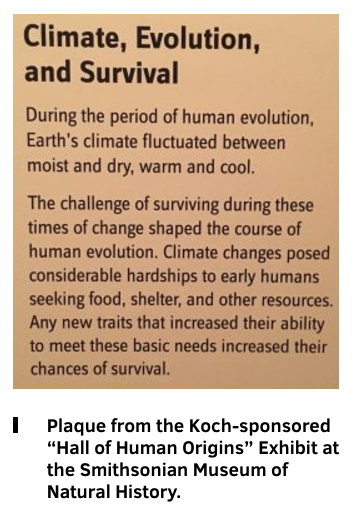 Koch brothers, climate denial, climate deniers, Smithsonian Museum of Natural History