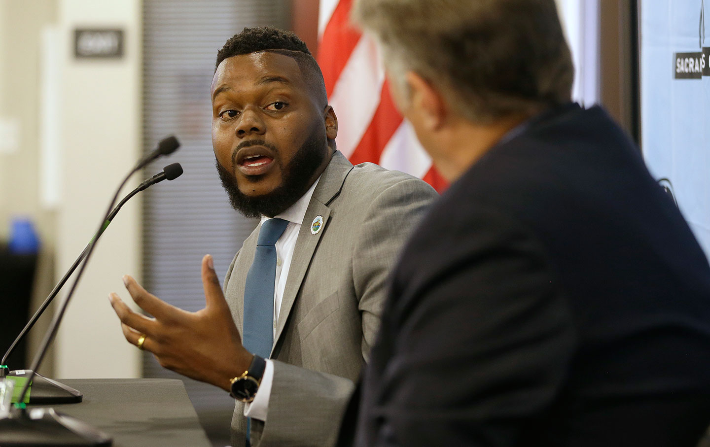 Stockton Mayor Michael Tubbs responds to a question during his appearance before the Sacramento Press Club, Tuesday, July 10, 2018, in Sacramento, California. (Rich Pedroncelli / AP Photo)