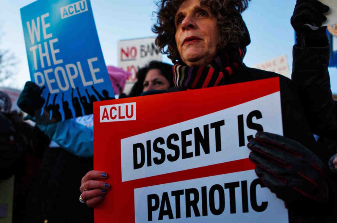 Dissent, Donald Trump, criminalizing dissent, crackdown on protesters, jailing protesters, First Amendment, free speech, right to assemble, right to protest, civil rights crackdown, American Civil Liberties Union, non-violent resistance,