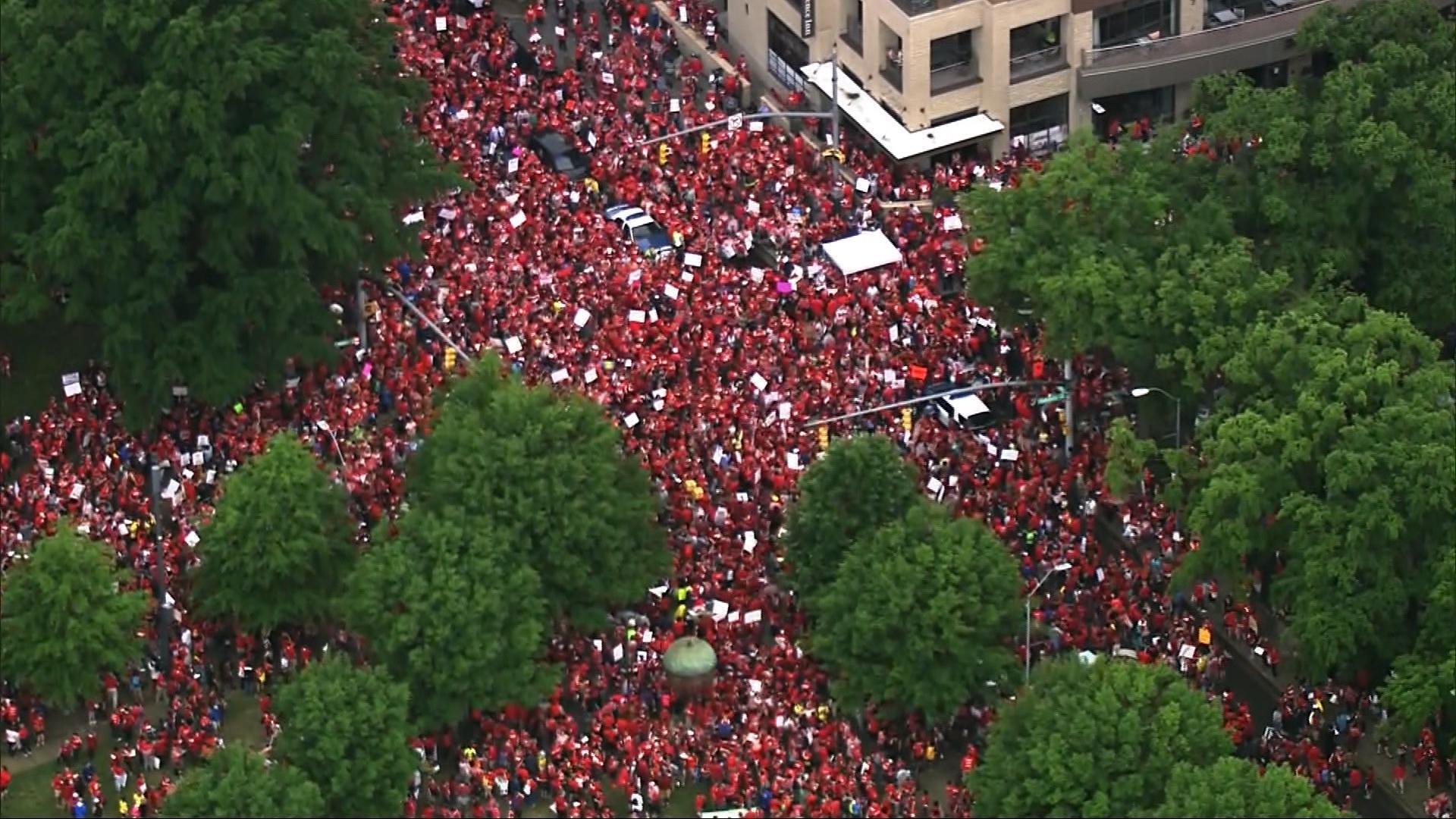 North Carolina teacher strikes, national teacher strikes, teacher pay, teacher walkouts, right to work laws, union busting, teachers union