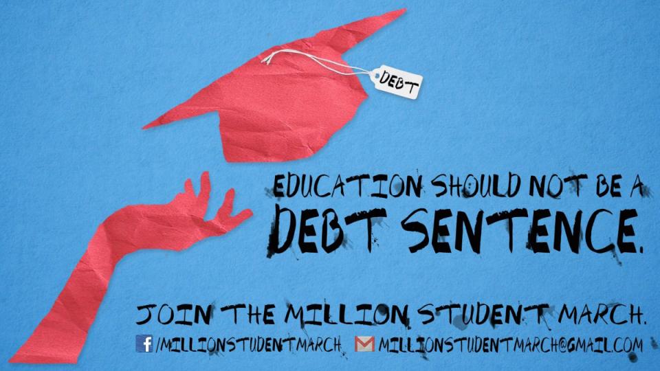 student debt, college debt, student loans, Million Student March, debt-free education, free education, debt cancellation, Fight for $15, Black Lives Matter