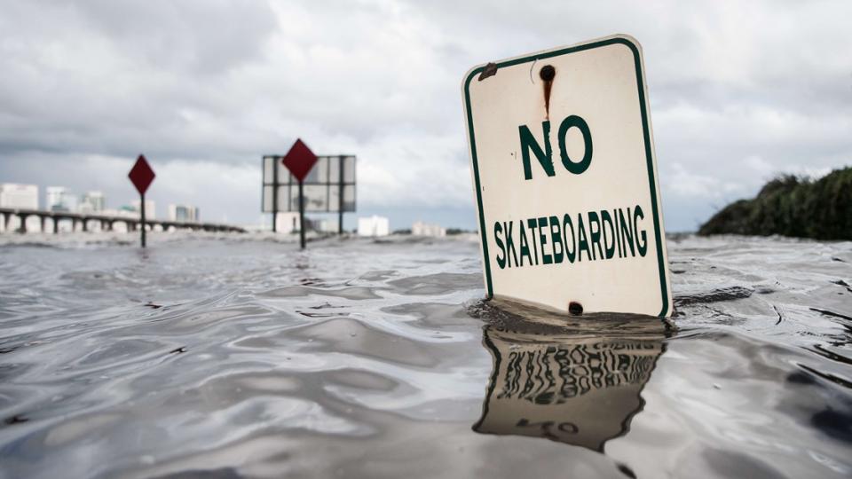 Warming ocean water contributes to sea level rise and can strengthen hurricanes. Hurricane Irma's storm surge last year was the latest to flood Jacksonville, Florida. Credit: Sean Rayford/Getty Images