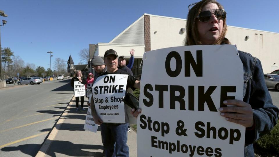 Stop and Shop strike, benefit and wage cuts, private sector strikes, teacher strikes, public sector employees, collective bargaining, labor movement, United Auto Workers, Webtec strike