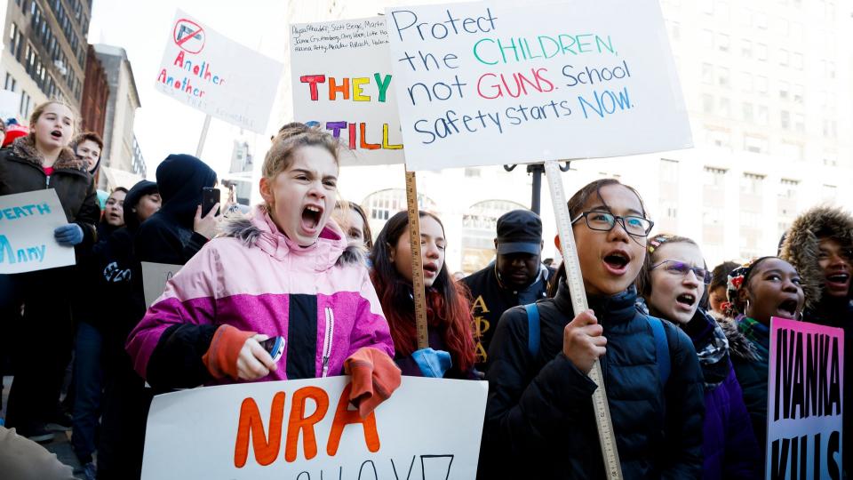 gun violence, student marches, student walkouts, gun safety regulations, gun massacres, Marjory Stoneman Douglas High School shooting, NRA lobbying, National Rifle Association, semi-automatic weapons ban, assault rifle ban