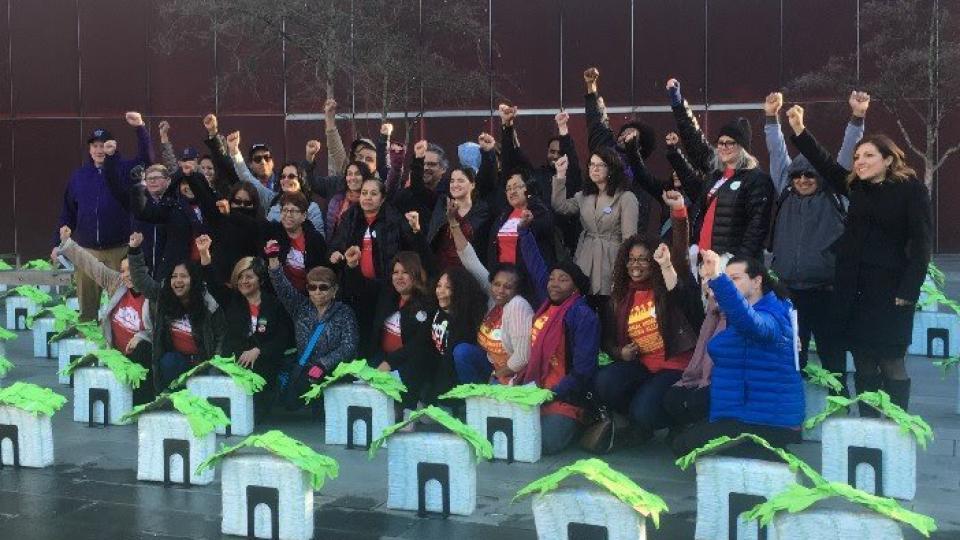 Domestic workers rally on March 2018 after sharing their stories with the Seattle City Council members to make the case for the city's first Domestic Worker Bill of Rights. DOMESTIC WORKERS / TWITTER