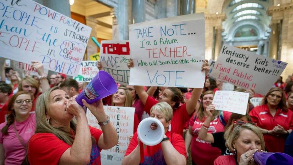 Kentucky teachers strike, Kentucky Education Association, Matt Bevin, teacher pay, teacher conditions, national teacher strikes