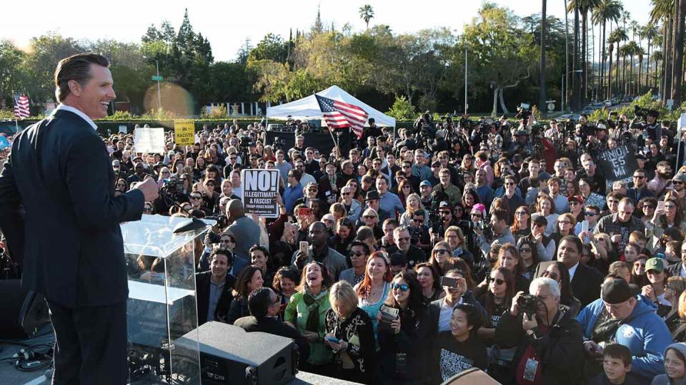 California’s Lieutenant Governor Gavin Newsom at a rally on February 24, 2017. (ABImages / Alex J. Berliner)