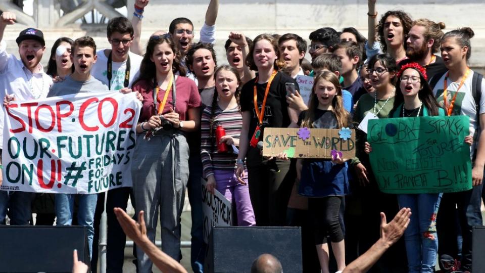 Teenage climate Swedish activist Greta Thunberg attends Fridays for Future Climate Change rally in Piazza Del Popolo on April 19, 2019 in Rome, Italy. (Photo: Franco Origlia/Getty Images)