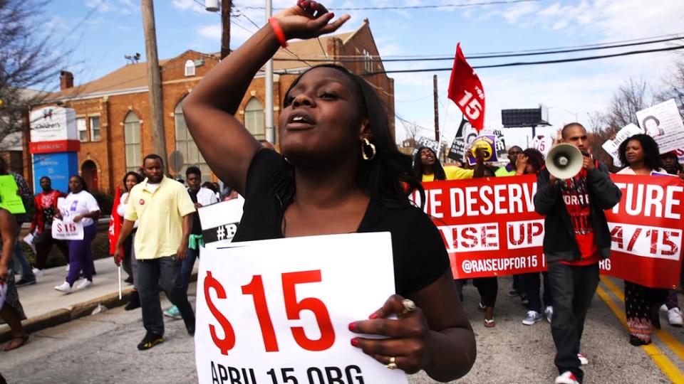 low wage workers, fastfood worker strikes, Fight for 15, Walmart workers, Black Lives Matter, SEIU, $15/hour minimum wage, minimum wage movement