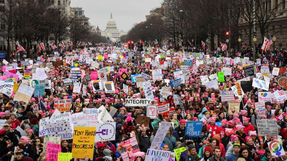 Women's March, anti-Trump protests, Trump resistance, women's rights, mass protests, global protests, pussy hats, people against Trump