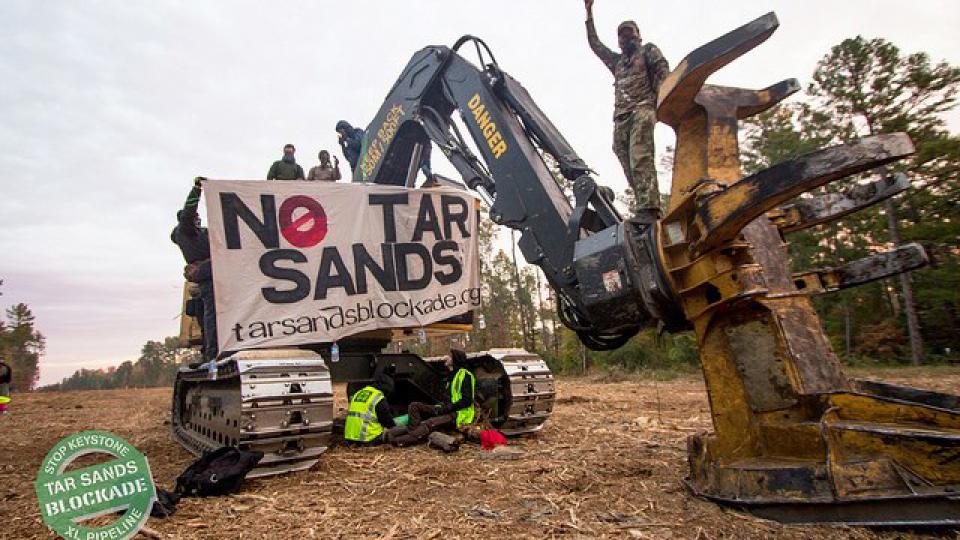 Dozens of Activists Halt Keystone XL Pipeline Construction