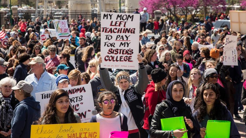 Oklahoma teachers strike, school privatization, teacher pay, teacher conditions, under-funded schools
